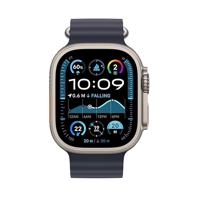 Apple Watch Ultra 2 Black Titanium 49mm with Black Ocean Band, MX4P3