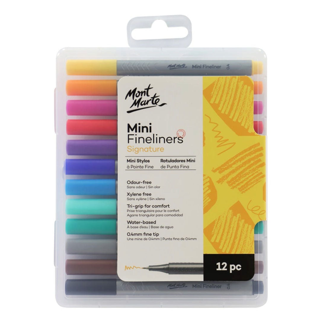 Mont Marte Mini Fineliners Signature Marker, 12-Pieces, MMPM0001