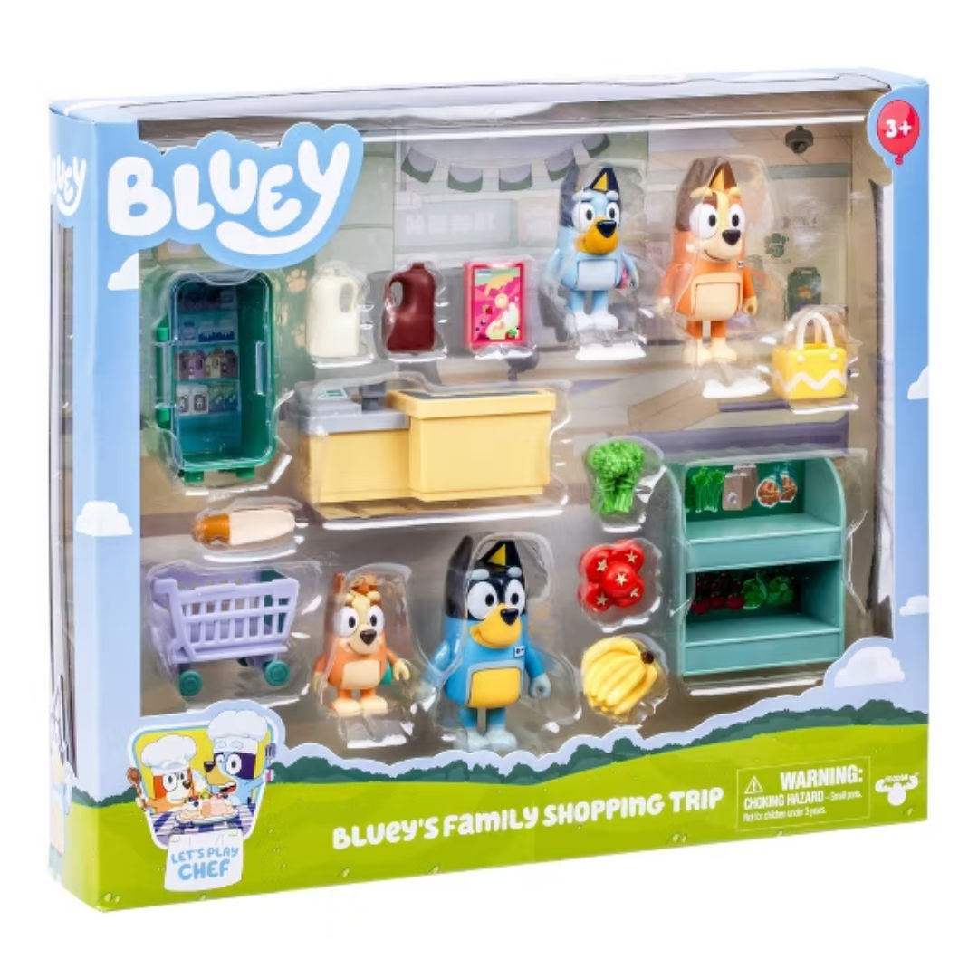Bluey Lets Play Chef Blueys Family Shopping Trip Playset, 3+ years