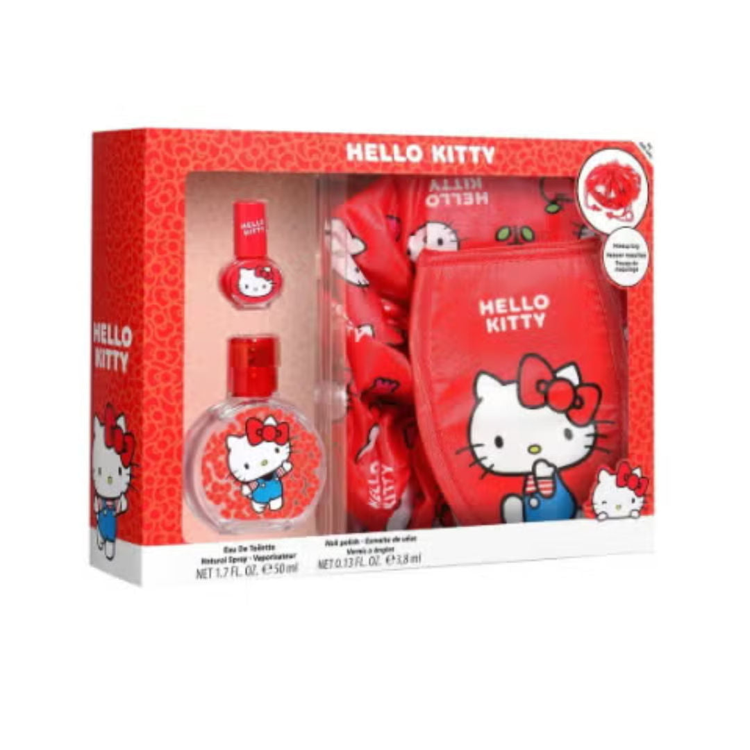 Air-Val Sanrio Hello Kitty and Friends Hello Kitty Eau de Toilette & Make-Up Bag Gift Set, 3 Pieces, 3+ Years