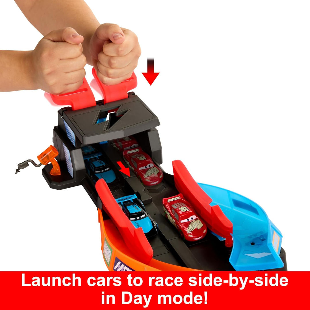 Disney Pixar Cars Launch & Criss-Cross Glow Race Playset, 92.7x24.8x16 cm, For Age 4+ Years