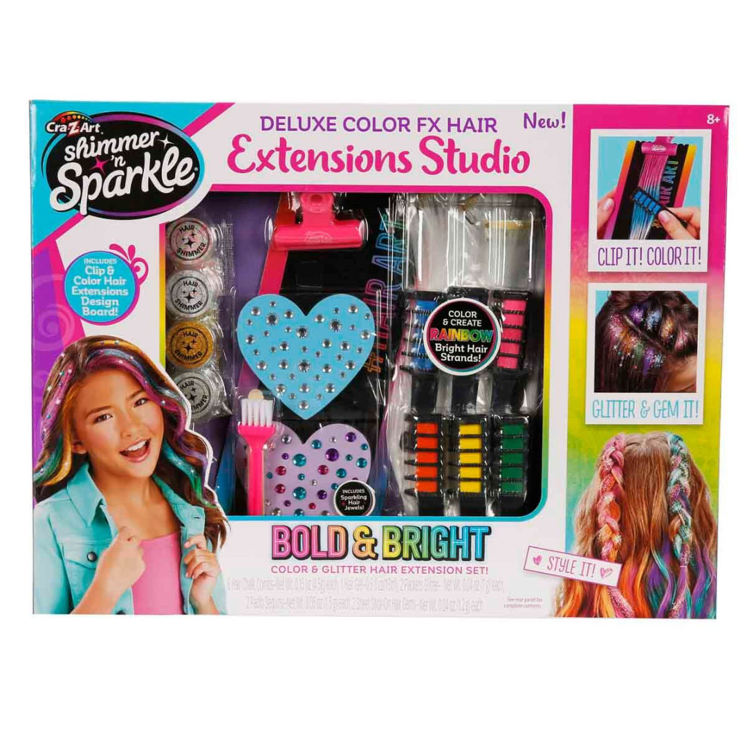 Cra-Z-Art Shimmer ‘n Sparkle Deluxe Color FX Hair Extensions Studio Kit, 8+ Years