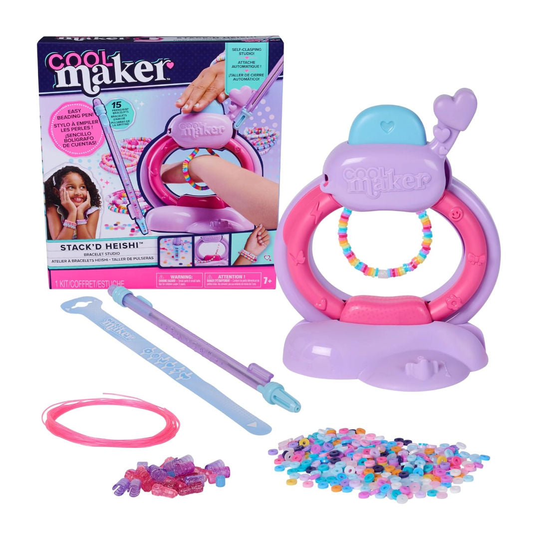 COOL Maker STACK' D HEISHI Bracelet Studio Kit With Easy Beading Pen & Over 1200 Beads For Bracelets, Makes 15