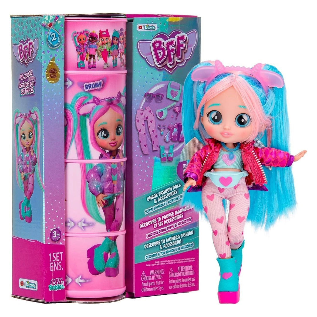Cry Babies BFF Bruny Fashion Doll with Surprises, For Age 3+ Years