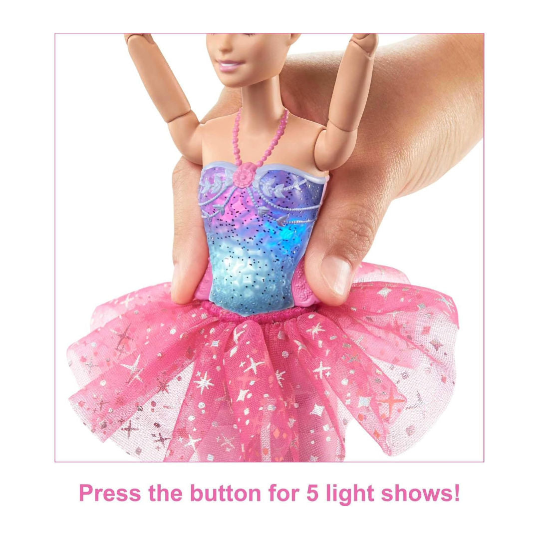 Barbie Dreamtopia Twinkle Lights Ballerina Doll, Blonde Hair with Light-Up Feature, Pink Tutu & Royal Headband