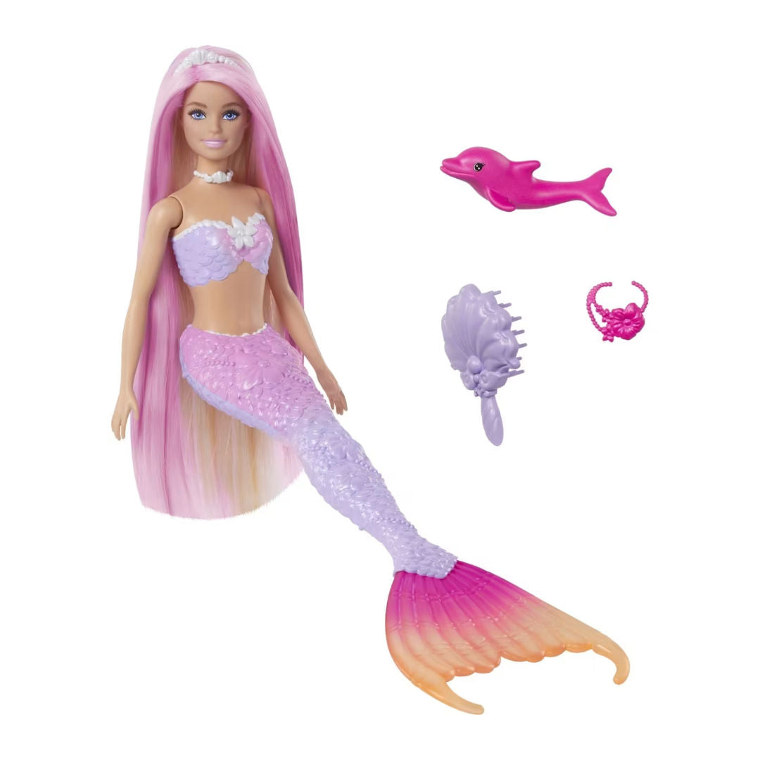 Barbie Malibu Color Changing Mermaid Doll with Accessories, 3+ Years