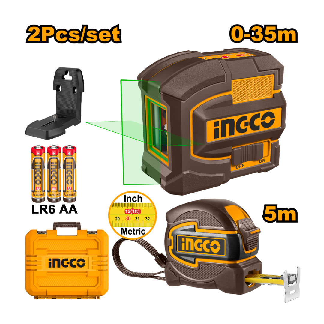 INGCO Self-Leveling Line Laser, Range 0~35m, Green