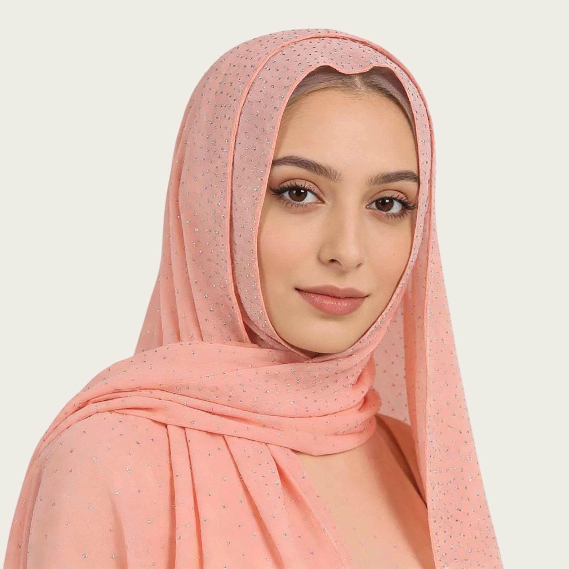 Beige Rhinestone Hijab Scarf for Women Sparkle Shawl