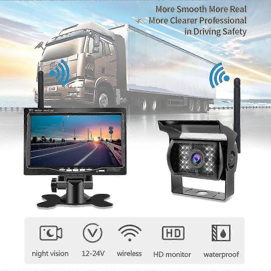 7inch Monitor Wireless Rear View Backup Camera Night Vision System For Car Rv Truck Bus zxin