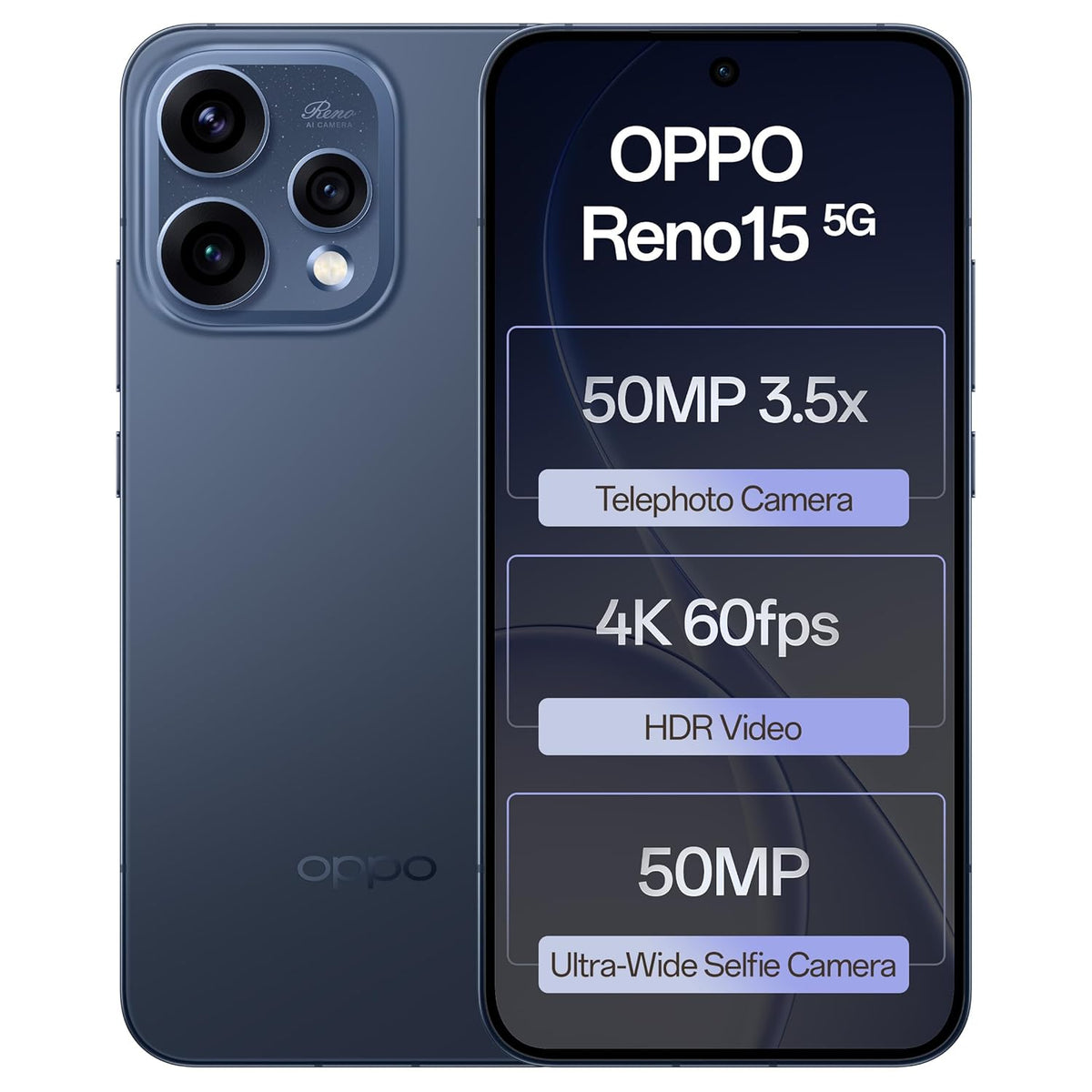 OPPO Reno 15 5G Smartphone, 12GB RAM, 512GB Storage