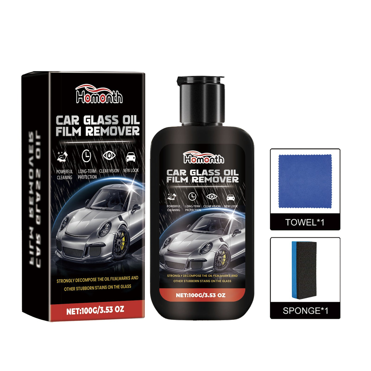 Automotive Glass Coating Paste, Cleaning and Decontamination, Waterproof, Rainproof, Windshield Cleaner ,1set