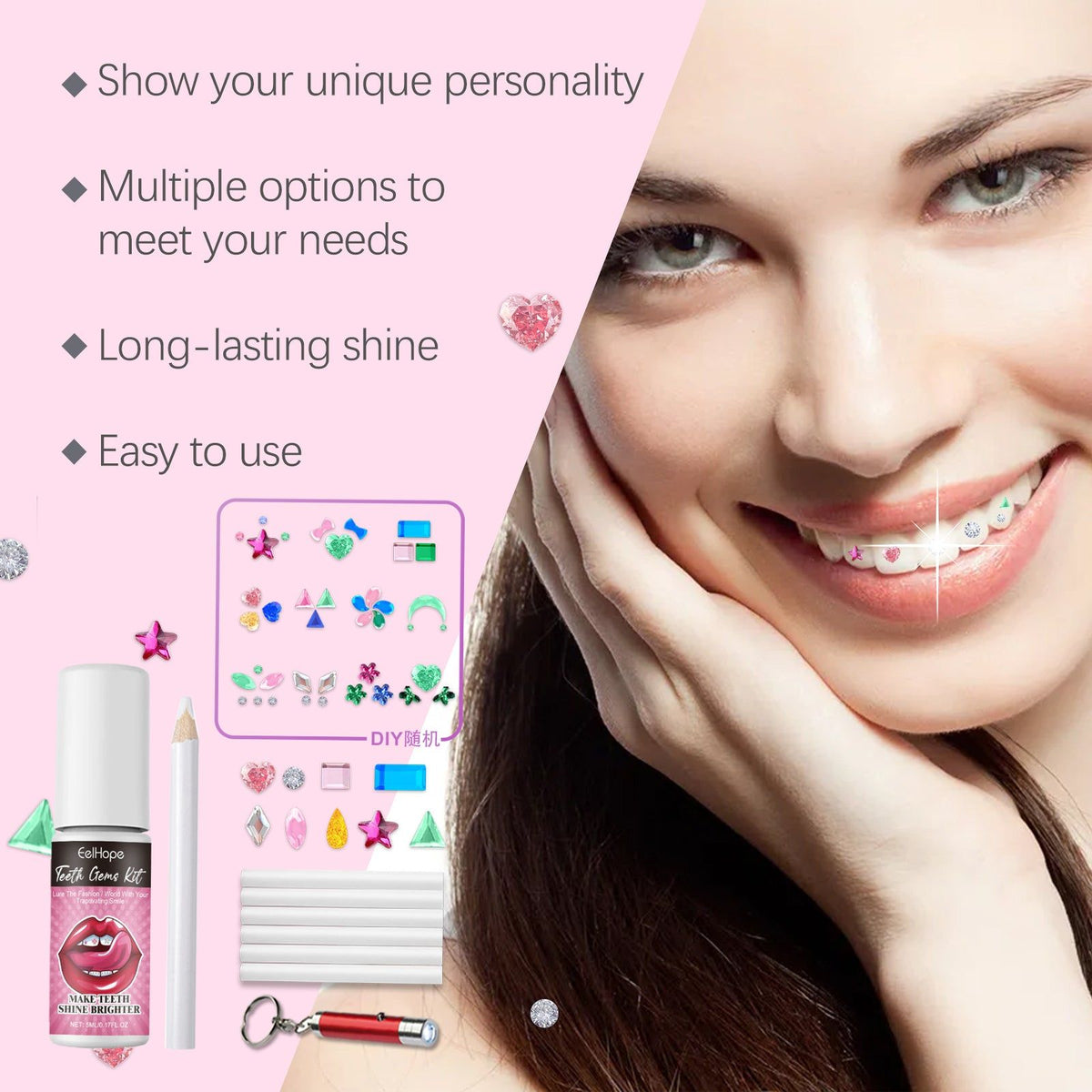 Cosmetic Dental Decoration Drill Kit, DIY Teeth Gems, Fast Curing, Personalize Your Smile ,1set