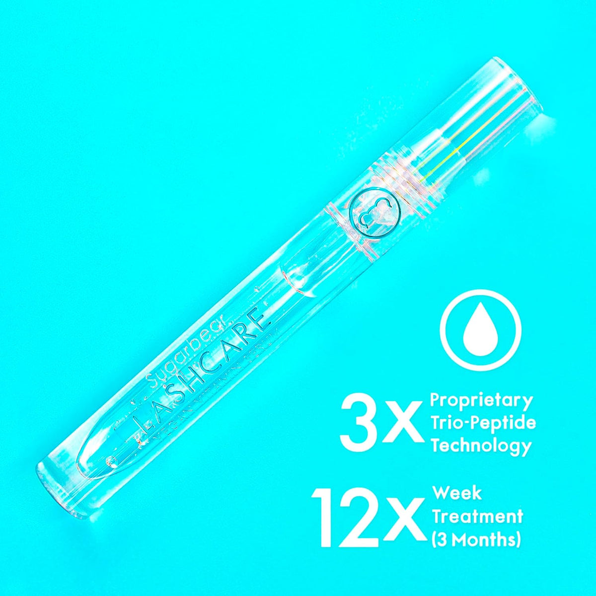 SUGARBEAR® LashCare Vegan Vitamin-Infused Lash Serum, Halal Certified, Alcohol Free - 3 Month Supply, Promotes Appearance of Longer, Thicker Eyelashes