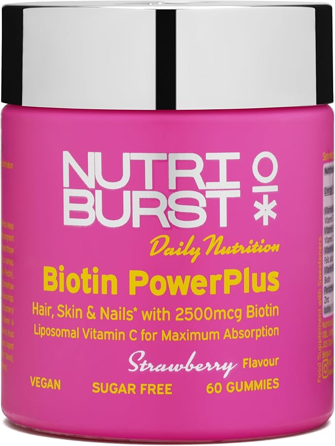 NutriBurst Biotin PowerPlus Strawberry Flavor (60 Gummies)