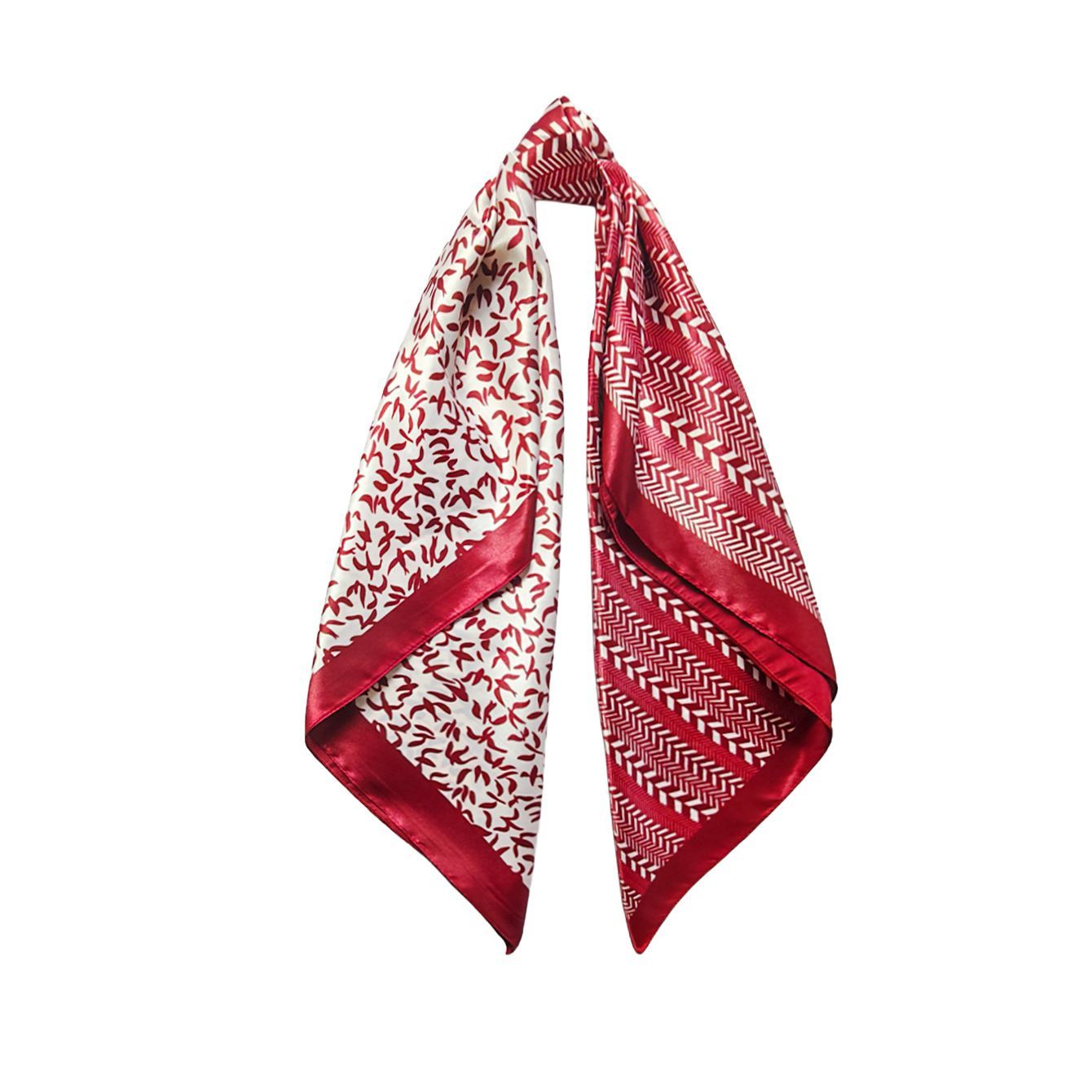 4Pcs 90cm Satin Silk Square Scarf Set for Women Retro Print