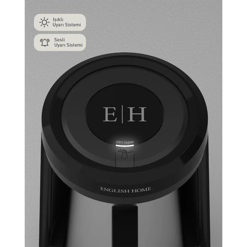 English Home TKM 6001 Steel Coffee Pot Double Carrying Turkish Coffee Machine Black-Chrome