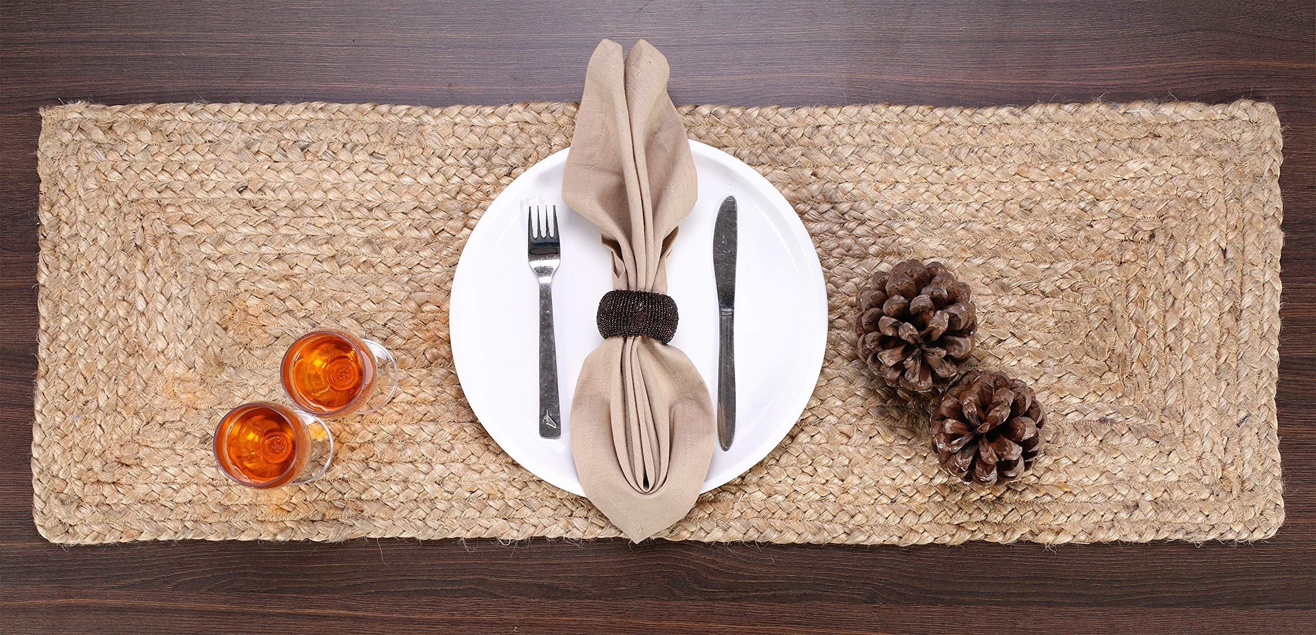 Farmhouse Jute Burlap Braided Reversible Table Runner