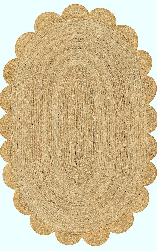 Handmade Braided Natural Jute Oval Shape Floor Area Rug-Floor Carpet Rug