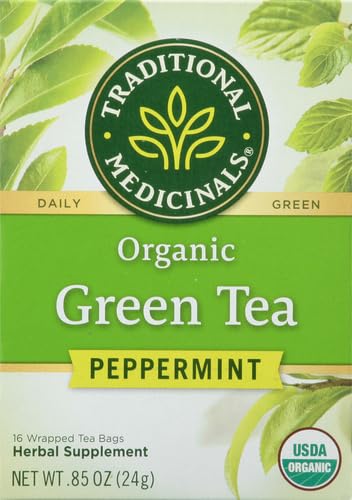 Traditional Medicinals Organic Green Tea, Peppermint, 16 Count