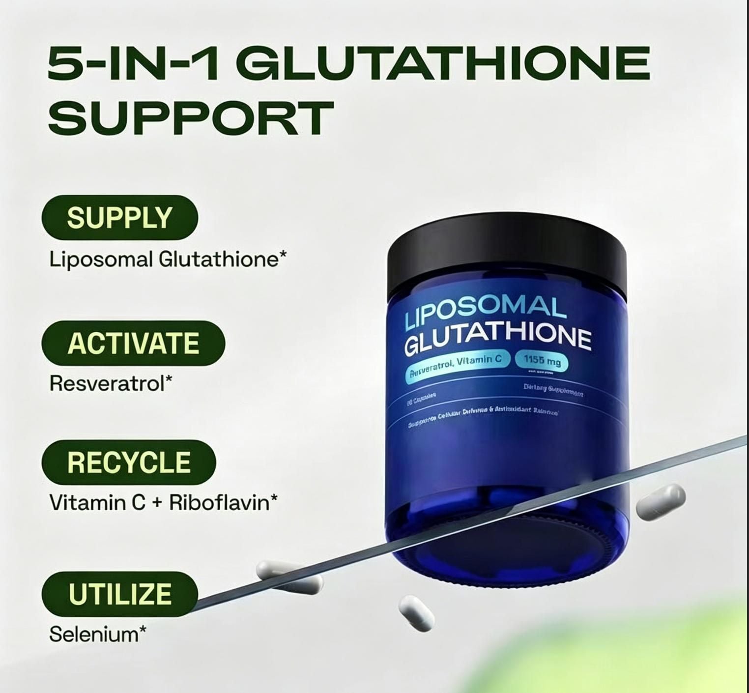 5-in-1 Antioxidant Supplement for Cellular Defense, Oxidative Stress Support & Cellular Balance, 60 Soft Capsules