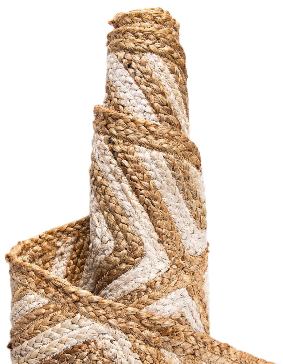 Oval Geometric Jute Rug in Ivory & Natural | Modern Minimalist Area Carpet