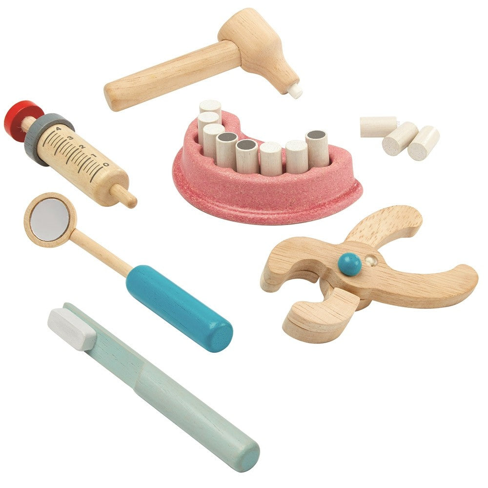 PlanToys Dentist Set — Wooden Pretend Play Doctor Toy
