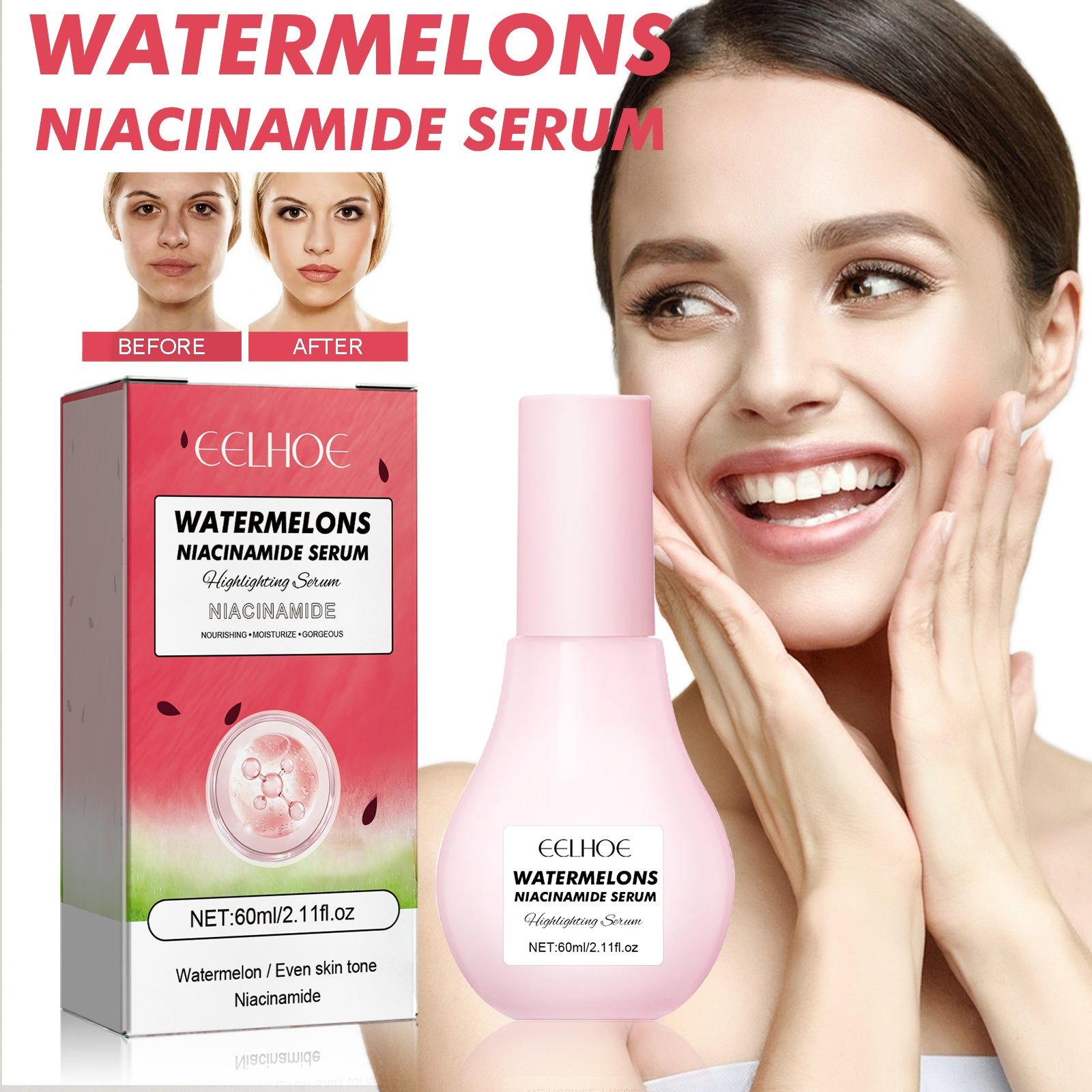 Watermelon Niacinamide Serum for Moisturizing Whitening, Brightening, Pore Care ,60ml