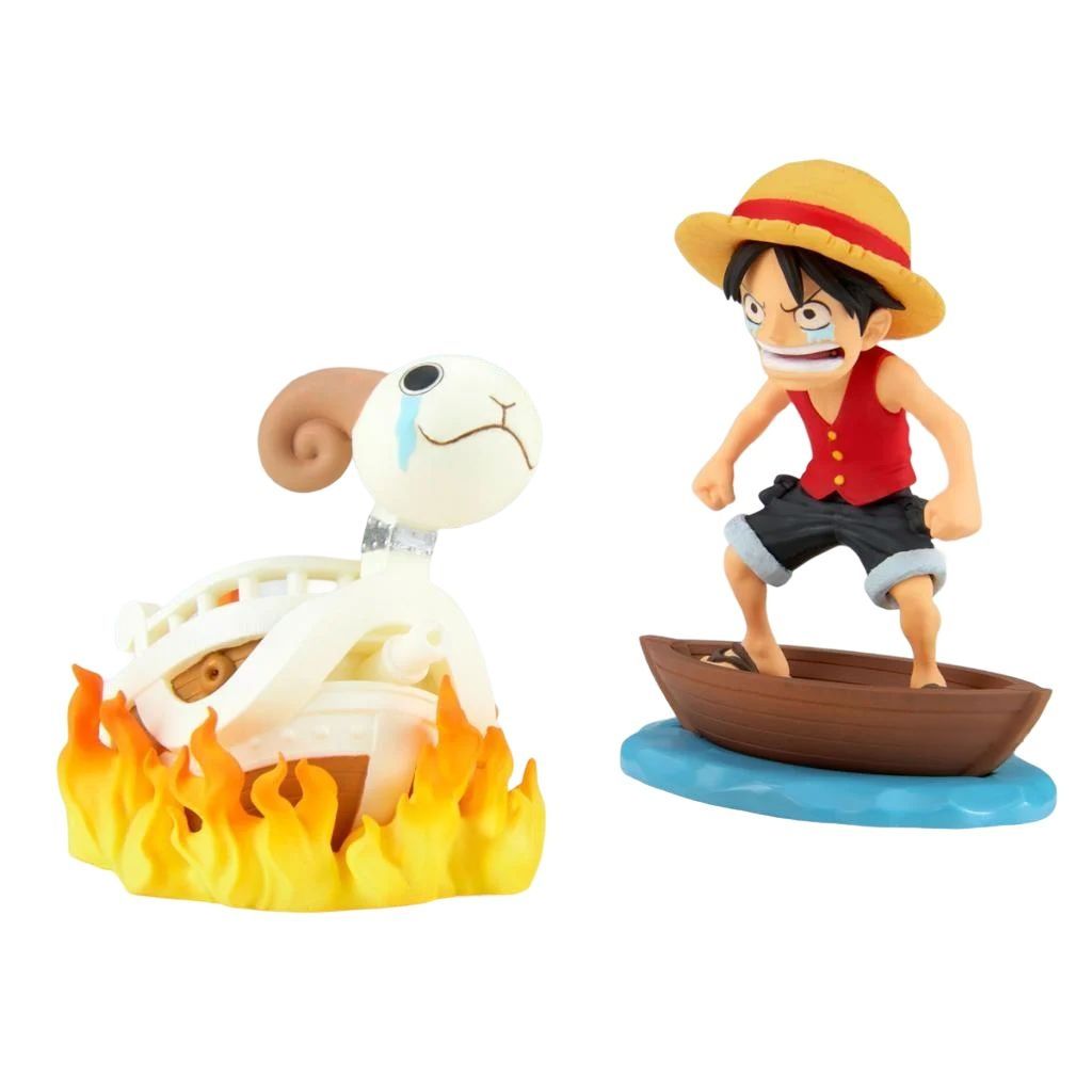 Banpresto World Collectable Log Stories One Piece Monkey D. Luffy & Going Merry Figure, 8cm