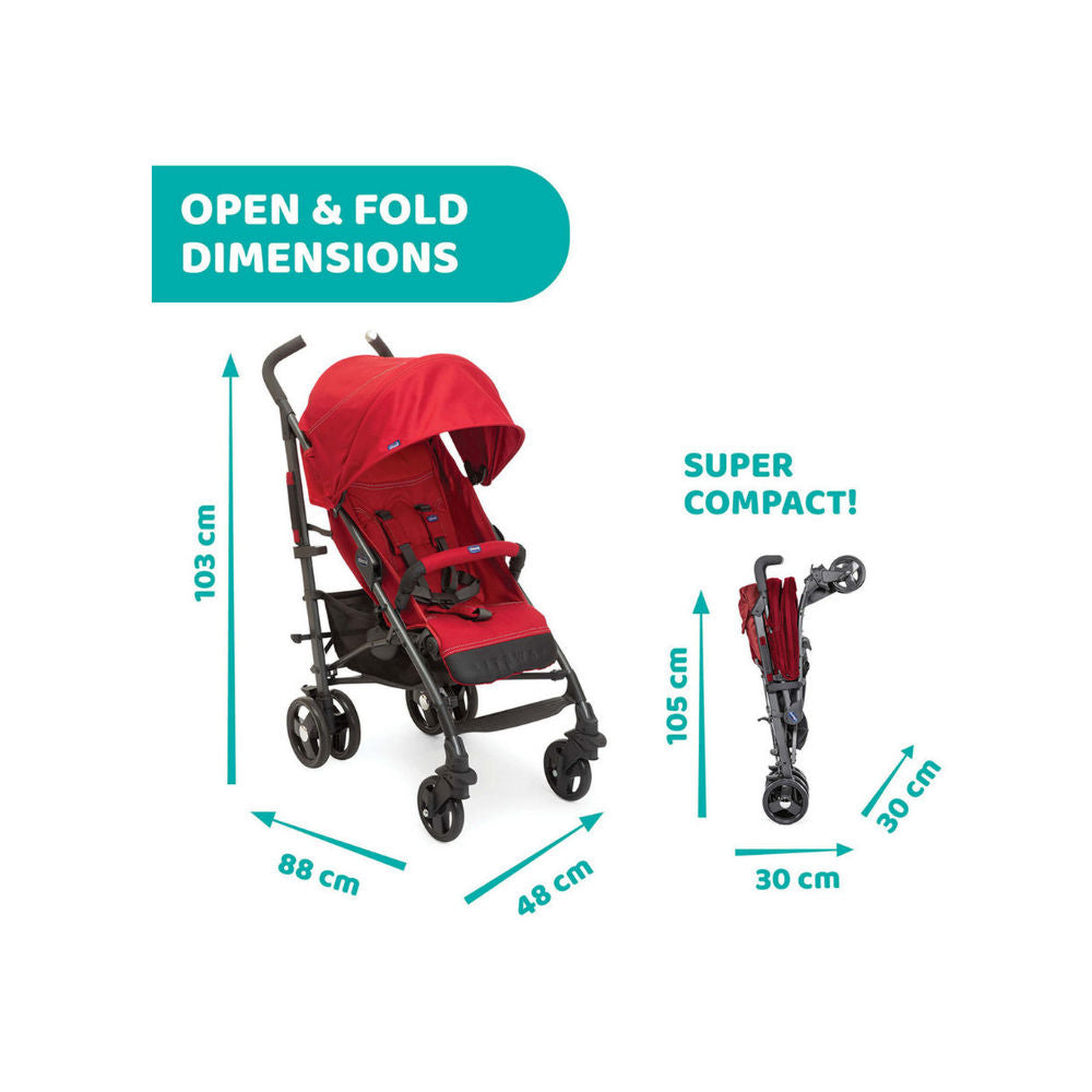 Chicco Lite Way 3 Top with Bumper Bar red color