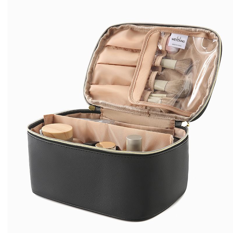 Large Travel Makeup Bag with Brush Holder
