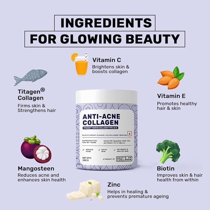 What’s Up Anti Acne Collagen Black Currant Flavor 200g