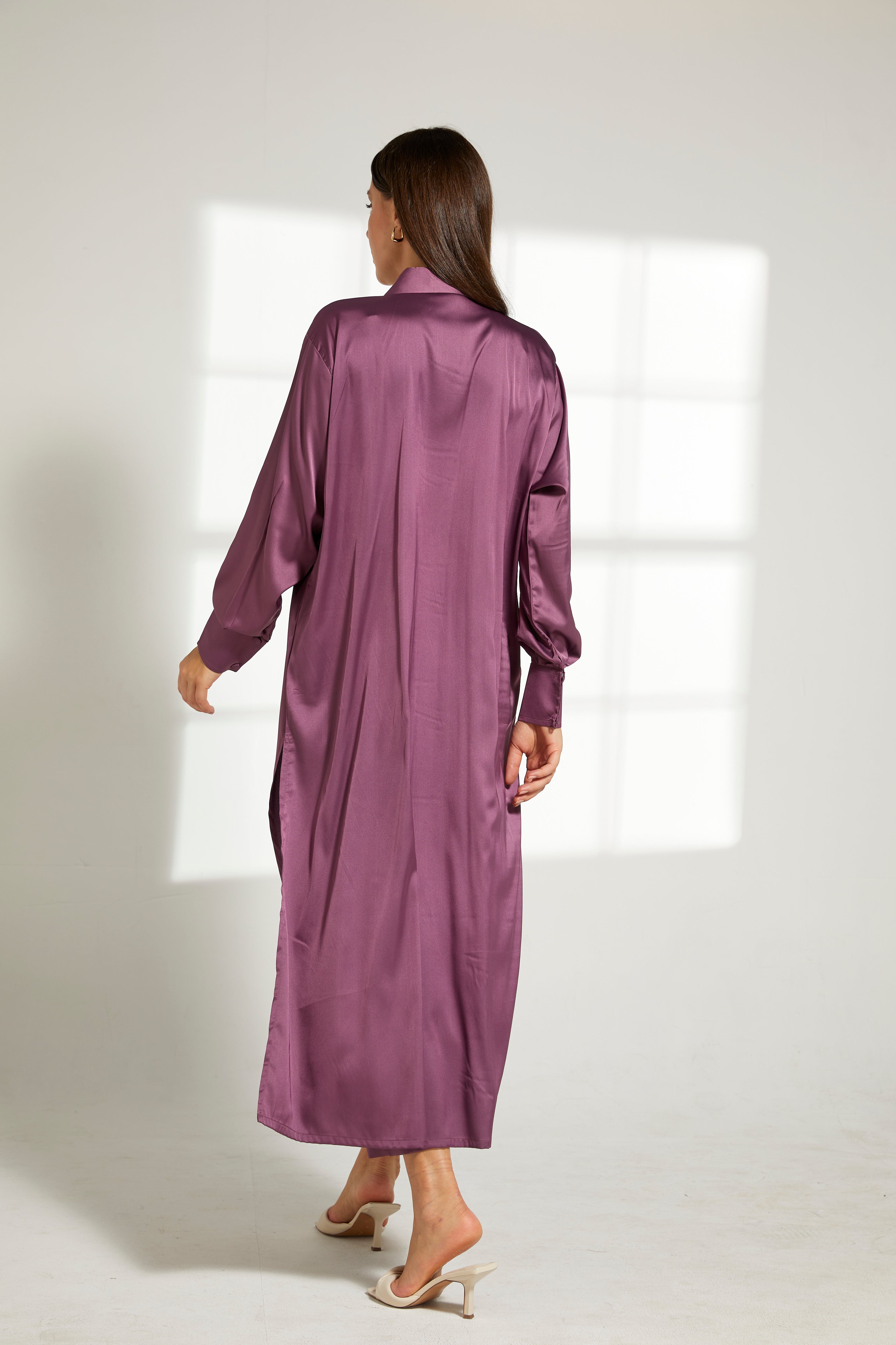 MOiSTREET Purple Silk Fabric Top and Pants Set