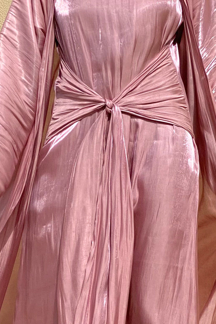 MOiSTREET Rotana Shimmer Lavender Pink Abaya Set Comes With 3 Piece
