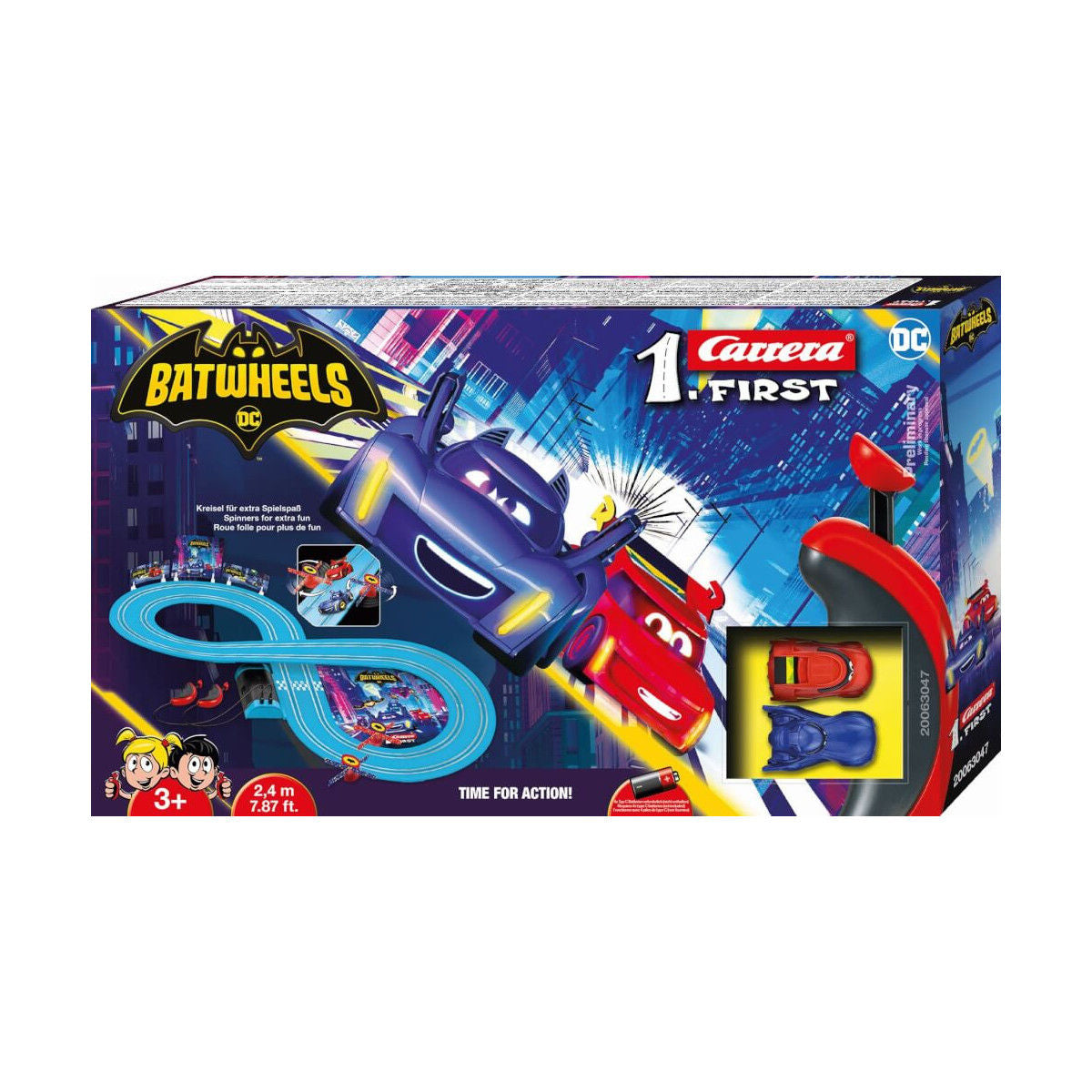 Carrera FIRST DC Batwheels Ready For Action Bam Vs Redbird Slot Car Racing Set, 3+ years