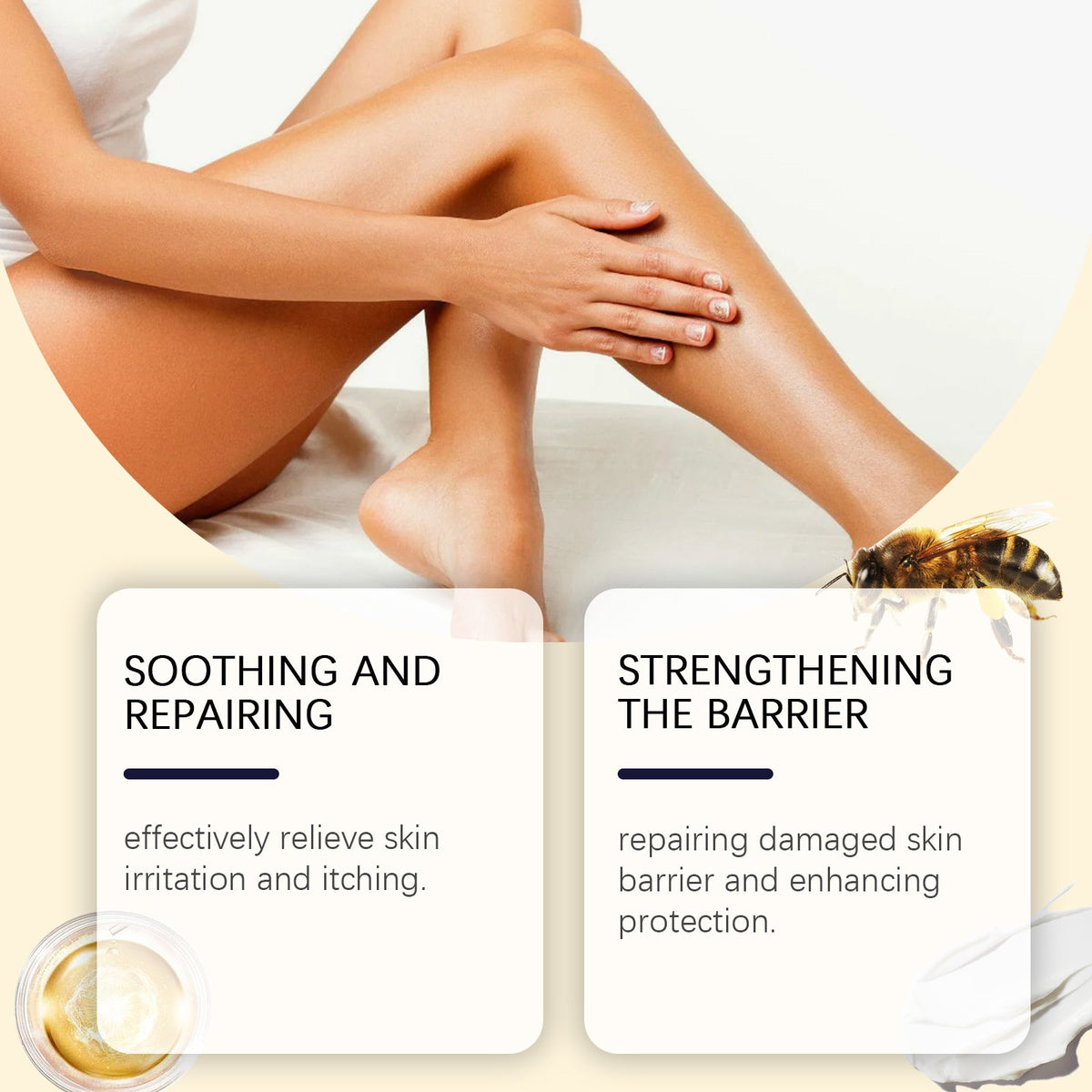 Bee Venom Skin Soothing Cream, Relieves Redness, Calms Irritation, Moisturizes, Natural Skin Care ,30g