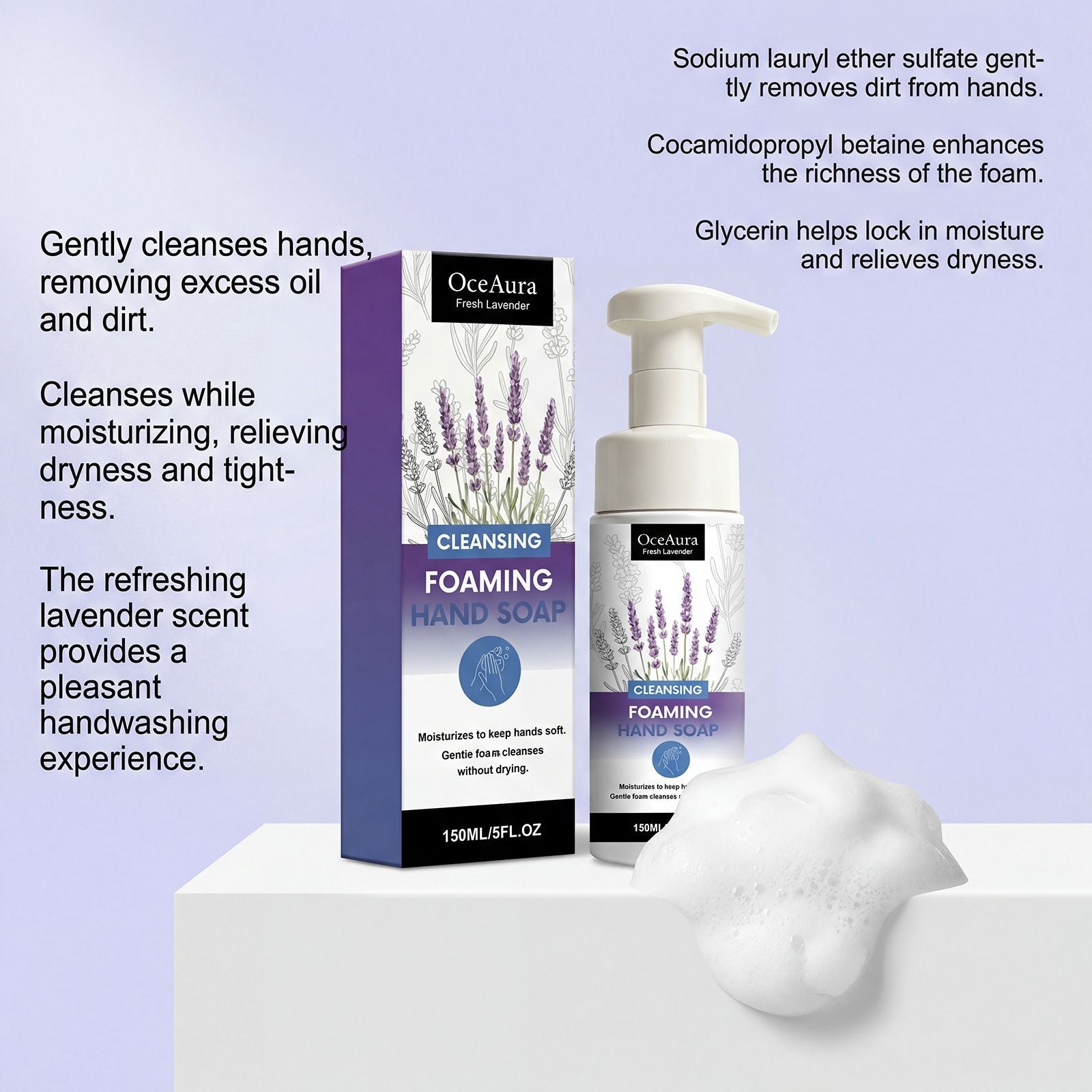 Lavender Foaming Hand Soap Gentle Clean 150ml