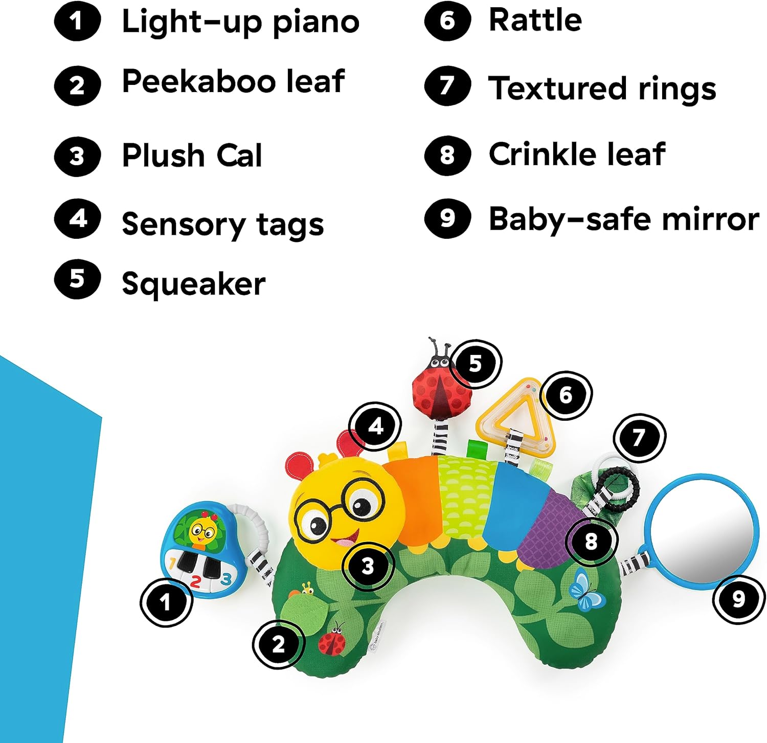 Baby Einstein Cal-a-Pillow Tummy Time Activity Pillow, 63.5x12.9x 38.86cm, 0-12 months