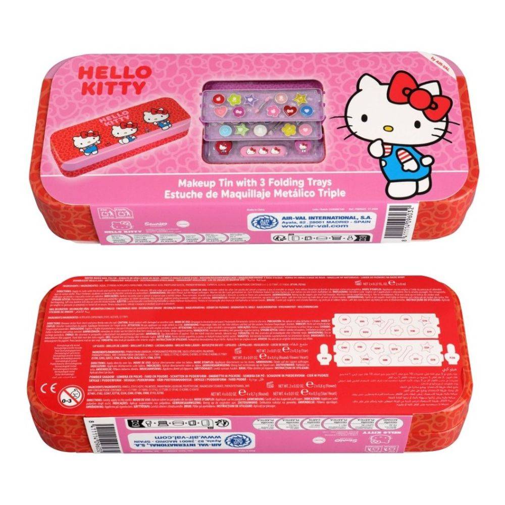 Air-Val Sanrio Hello Kitty and Friends Hello Kitty Makeup Tin With 3 Folding Trays, Red/Pink, 8+ Years