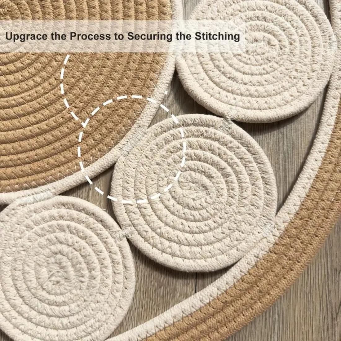 AIESY® Live Beautiful ! Semi-Circular Cotton Bath & Door Mat, Reversible Braided Design with Decorative Semi-Circle Pattern (Farmhouse, 80X45 cm)