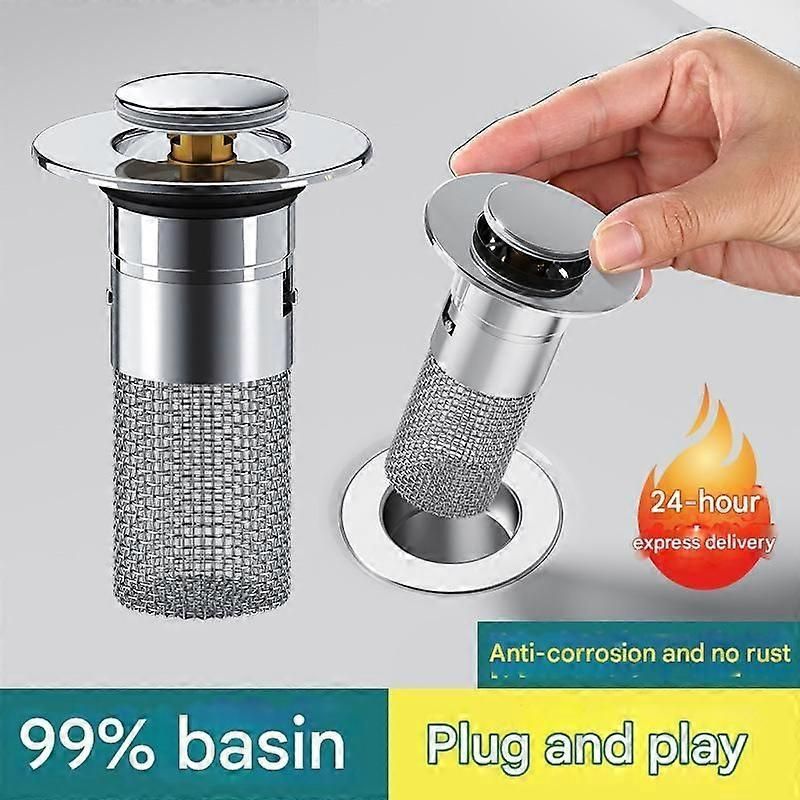 Drain Stopper Universal Bathroom Sink Stopper Stainless Steel Anti-Clog Filter Hair Catcher for Home QingHai