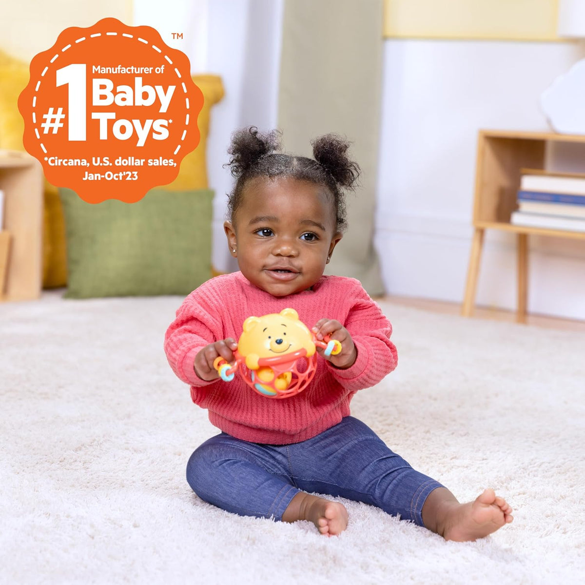 Bright Starts Disney Baby Winnie the Pooh Jingle & Shake Rattle Toy (15.06 x 11.89cm), 0M+