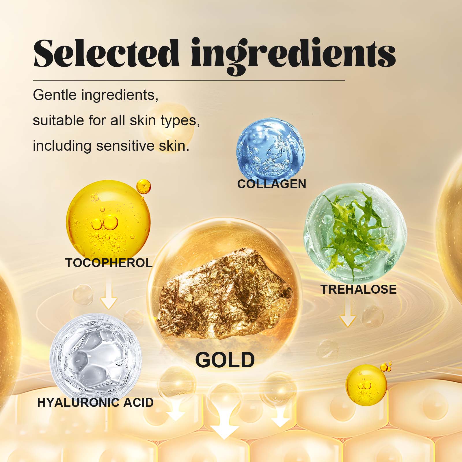 24K Gold Eye Mask, Anti-Wrinkle, Brightening, Moisturizing, Eye Care, Dark Circles, Youthful Skin ,60pcs