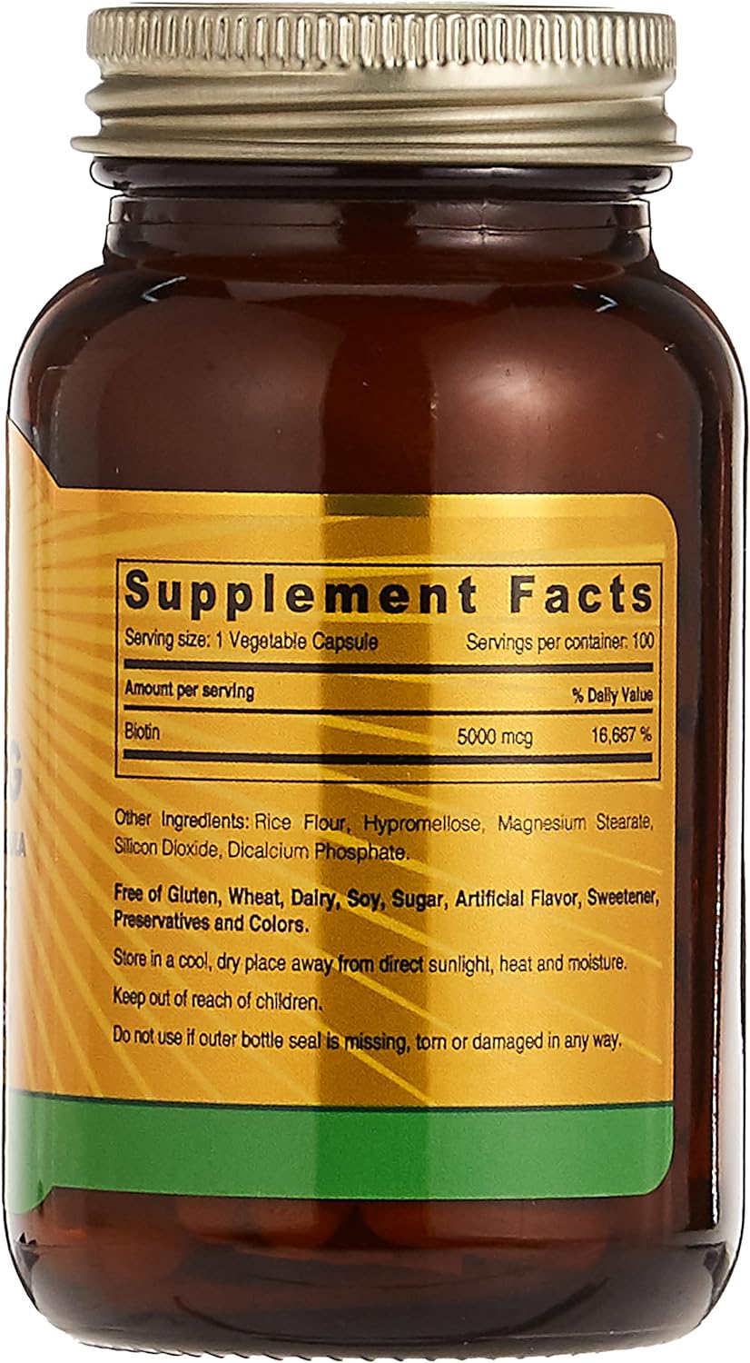 Sunshine Nutrition Biotin 5000 Mcg High Strngth Form 100 Cap