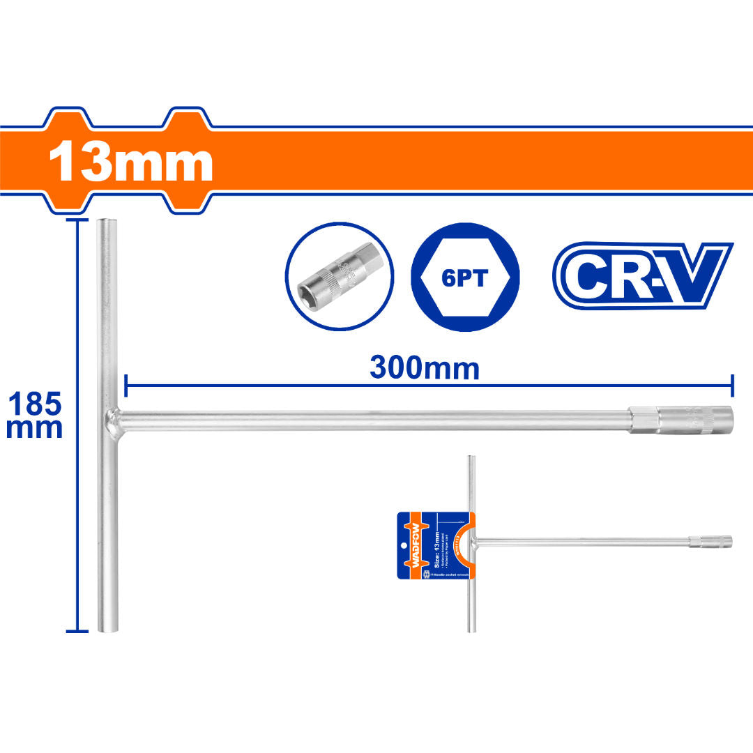 WADFOW T-Handle Socket Wrench Series, Cr-V, Chrome Plated