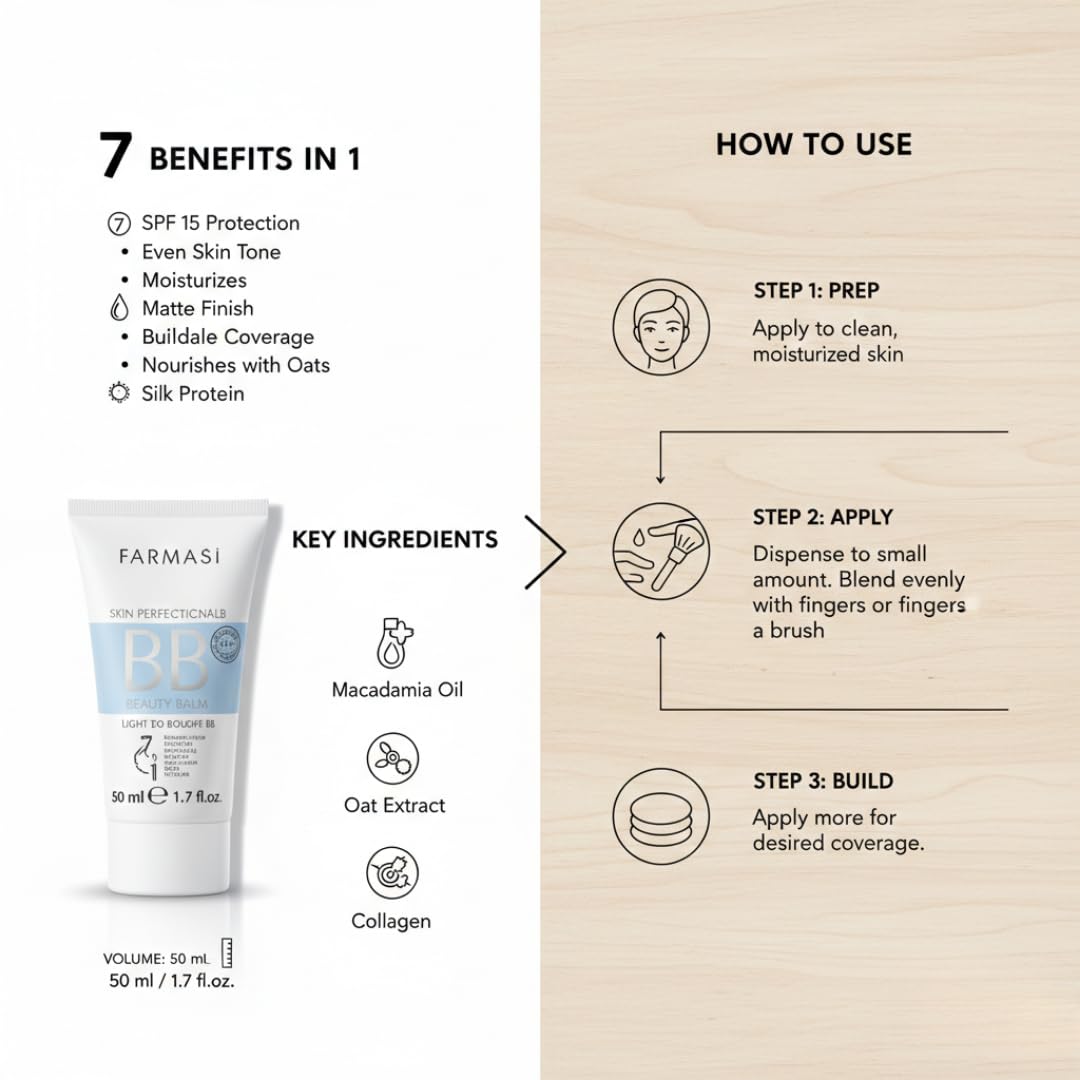 Farmasi BB Cream Light To Medium, 50ml, No.02