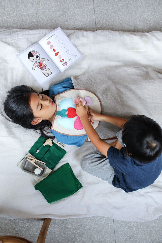 PlanToys Surgeon Play Set — Wooden Pretend Play Medical Set