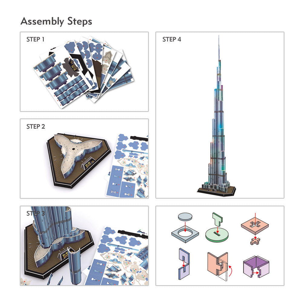 3D PUZZLE LED BURJ KHALIFA 136PCS B/O