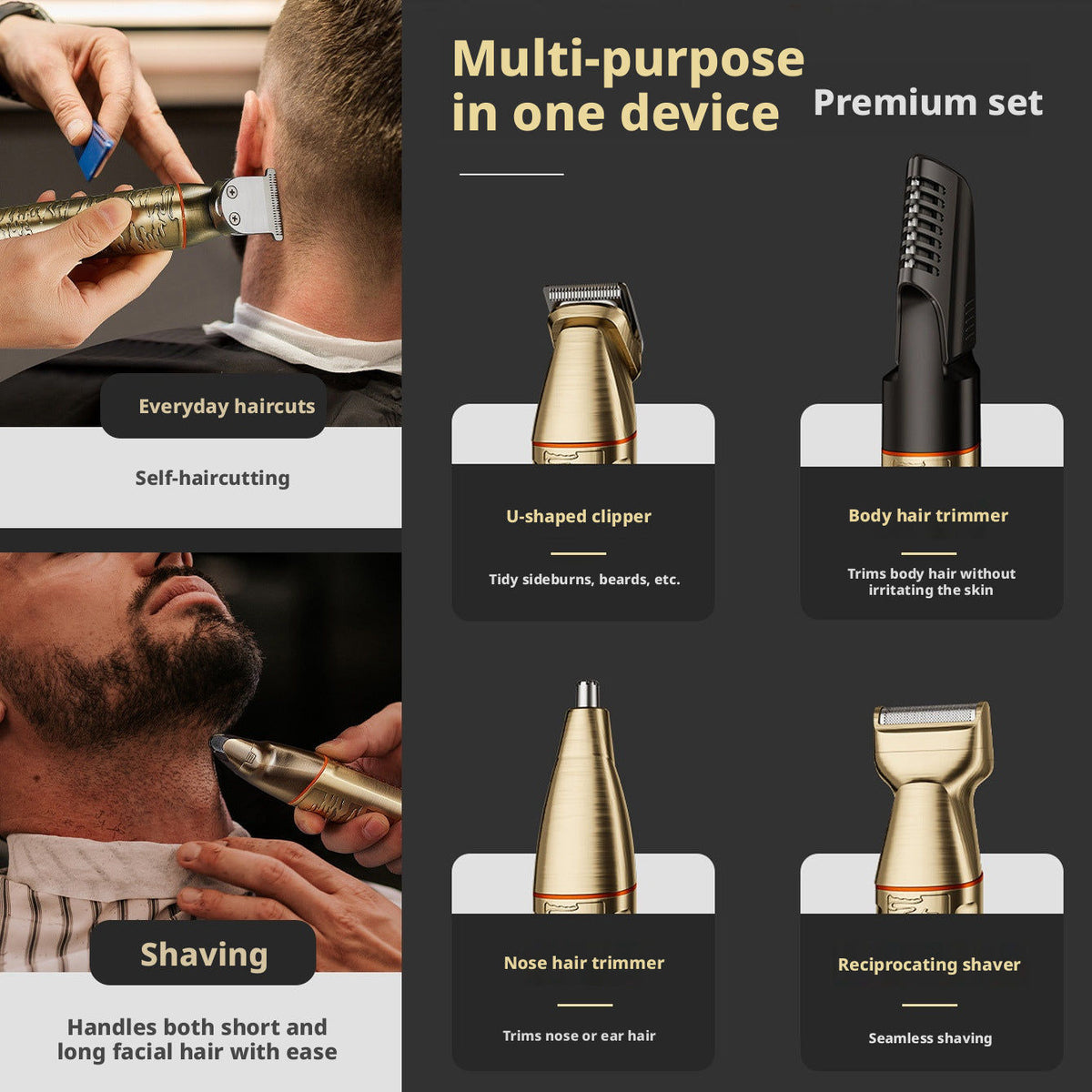 Retro Hair Clipper Set with USB Charging