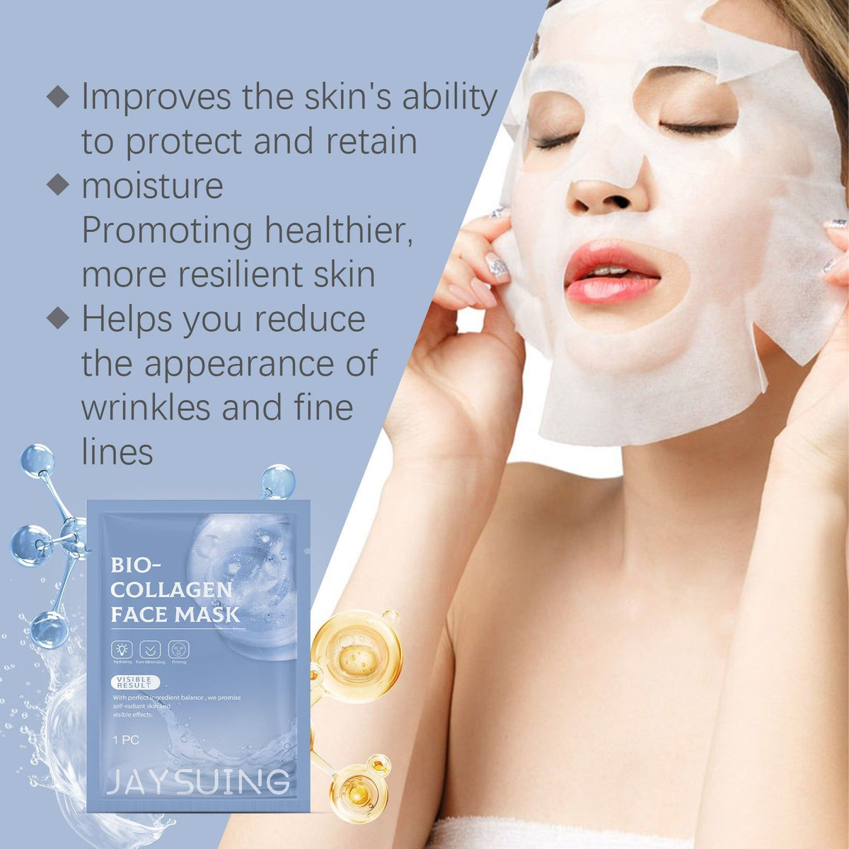 Collagen Hydrating Mask, Water Replenishment, Brightening, Anti-Aging, Glow ,1pcs