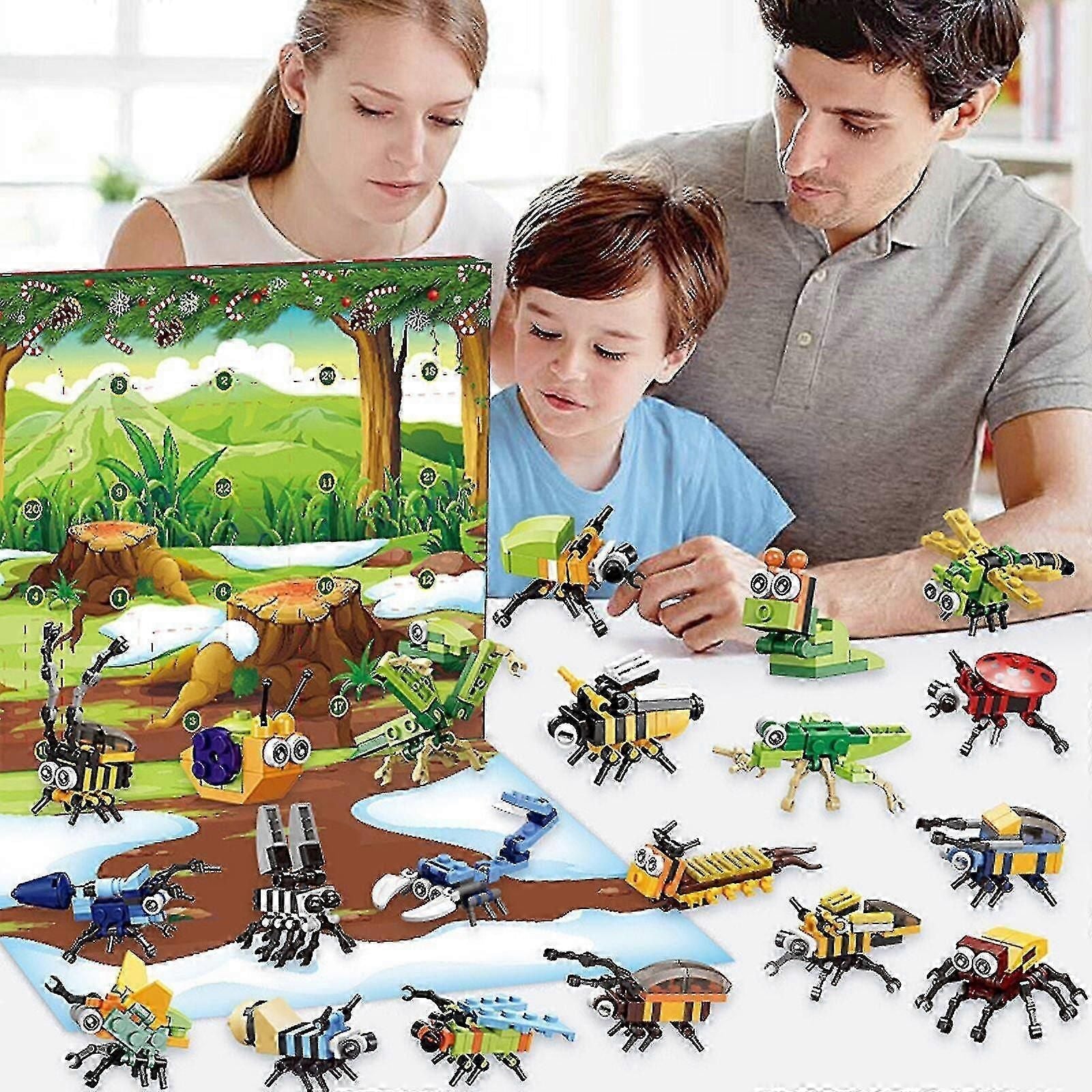 24-Day Christmas Advent Calendar - Animal Building Blocks Countdown Toy for Kids Holiday Gifts